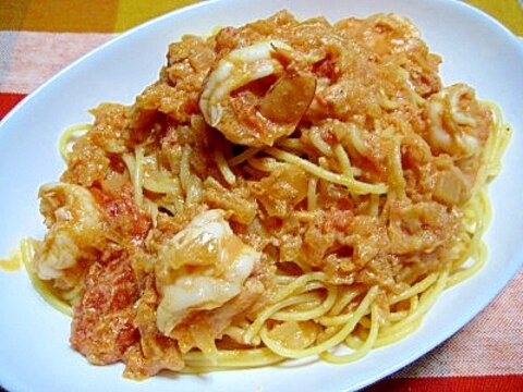 絶品!海老のトマトクリームパスタ
